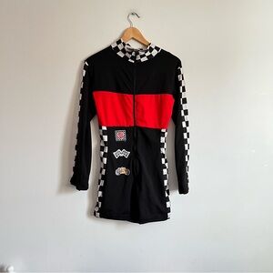 Black and Red Checkerboard Racing Romper